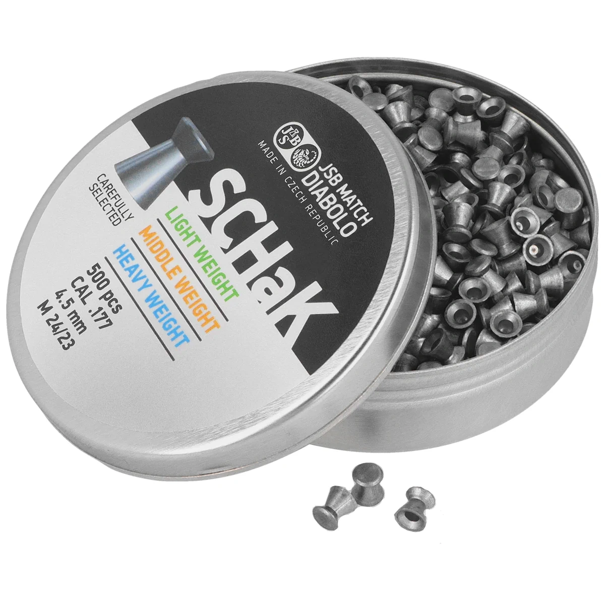 JSB SCHaK Light balines diabolo de cabeza plana 4,50 500 unidades, imagen 3 de 3