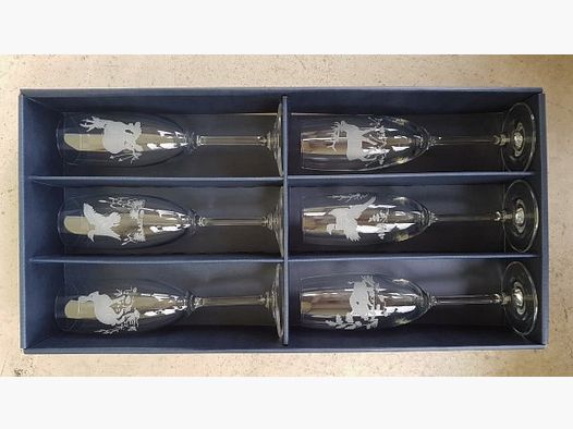 Sektgläser 175ml "Hubertus" 6 er Set mit verschiedenen Tiermotiven