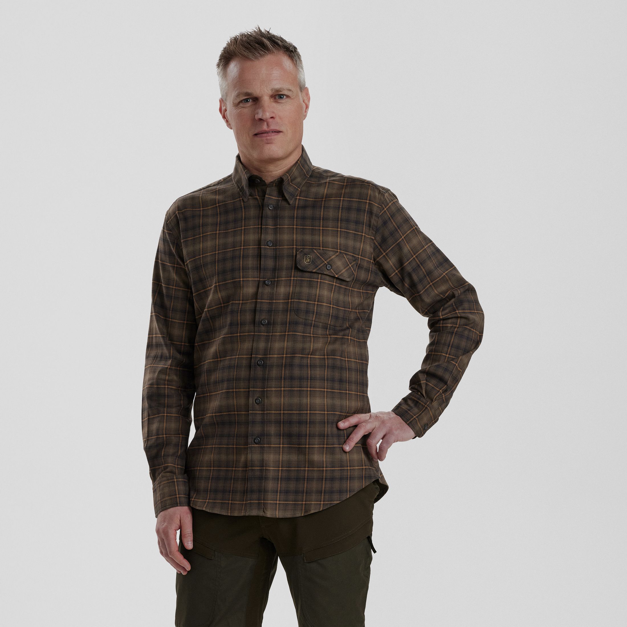Eric Shirt - Green Check - Men's Size: 43/44