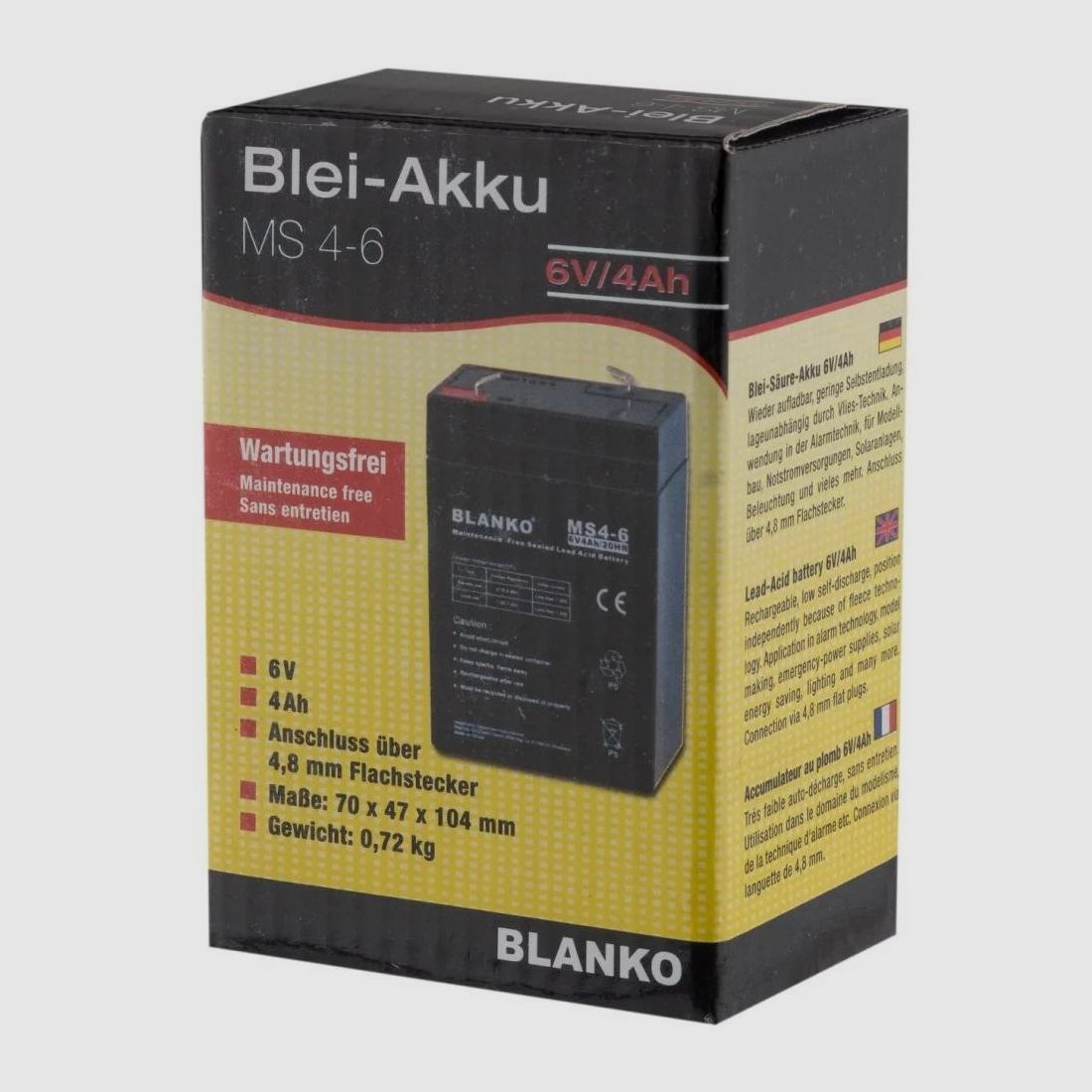 Rechargeable Battery 6 Volts MS4-6 - High Capacity - Long Duration - For Outdoor Equipment, image 1 of 5