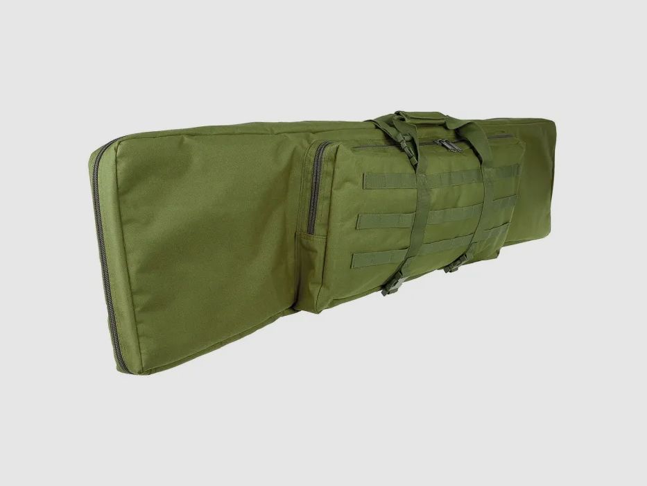 Rifle bag for 2 long guns up to 140cm, olive, with divider and backpack straps