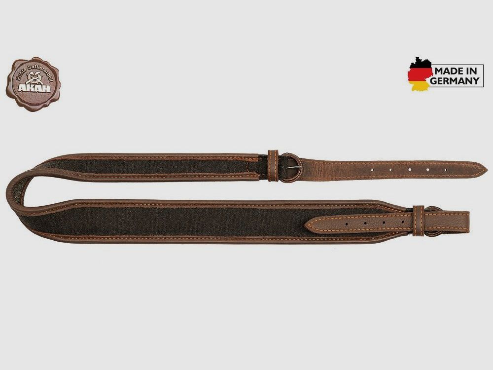 AKAH Gewehrriemen Elchleder & Loden mit Kork-Unterlage