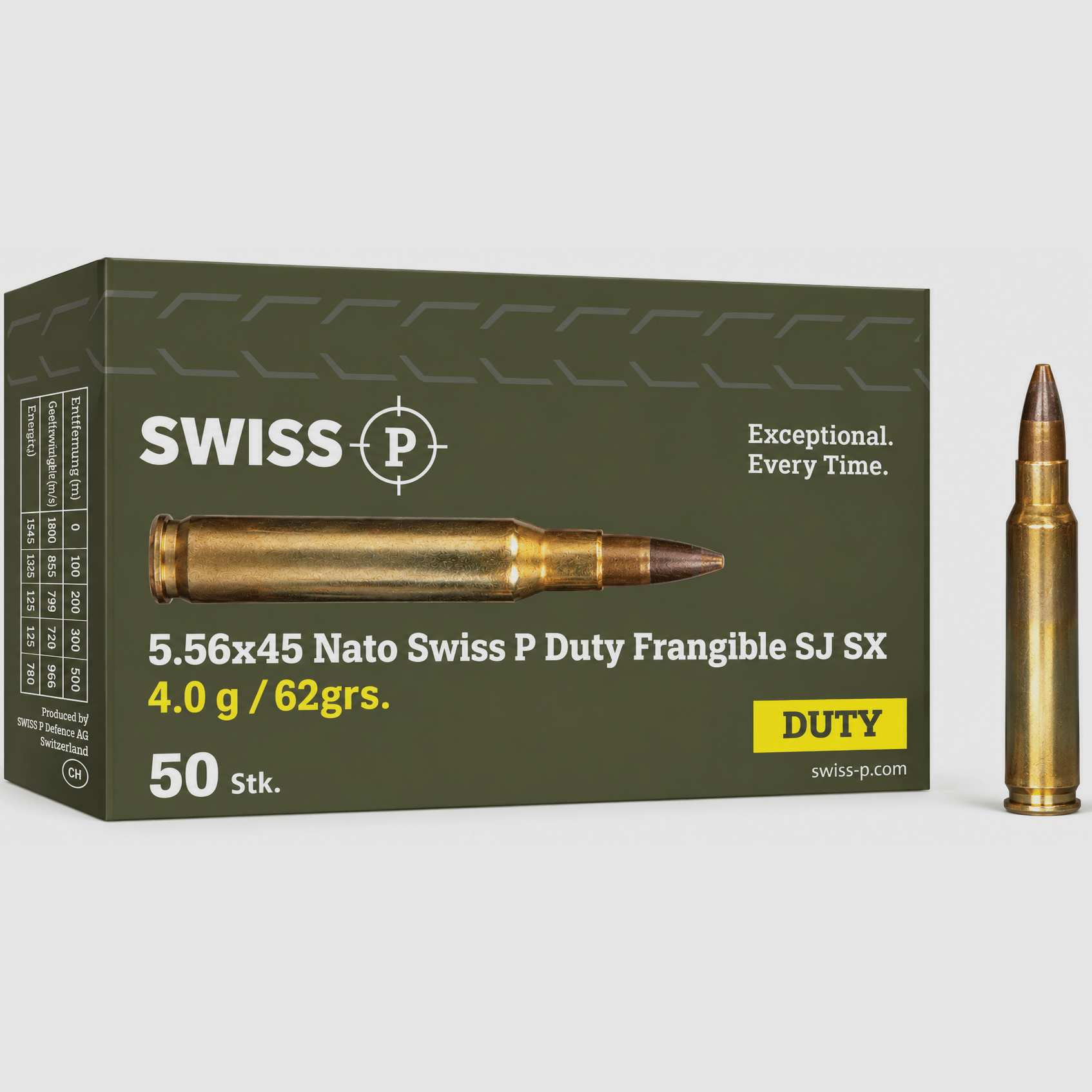 5.56×45 Nato Swiss P Duty Frangible SJ SX 4.0g / 62grs. – 50 Stk., Bild 1 von 2