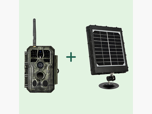 Bundle Wildkamera Wildtierkamera Jagdkamera Wlan 32MP 1296P 0,1s Auslöserzeit Bewegungsmelder 120°PIR und Solarpanel-Kits 8000mAh 12V/9V/6V | A280W Grün