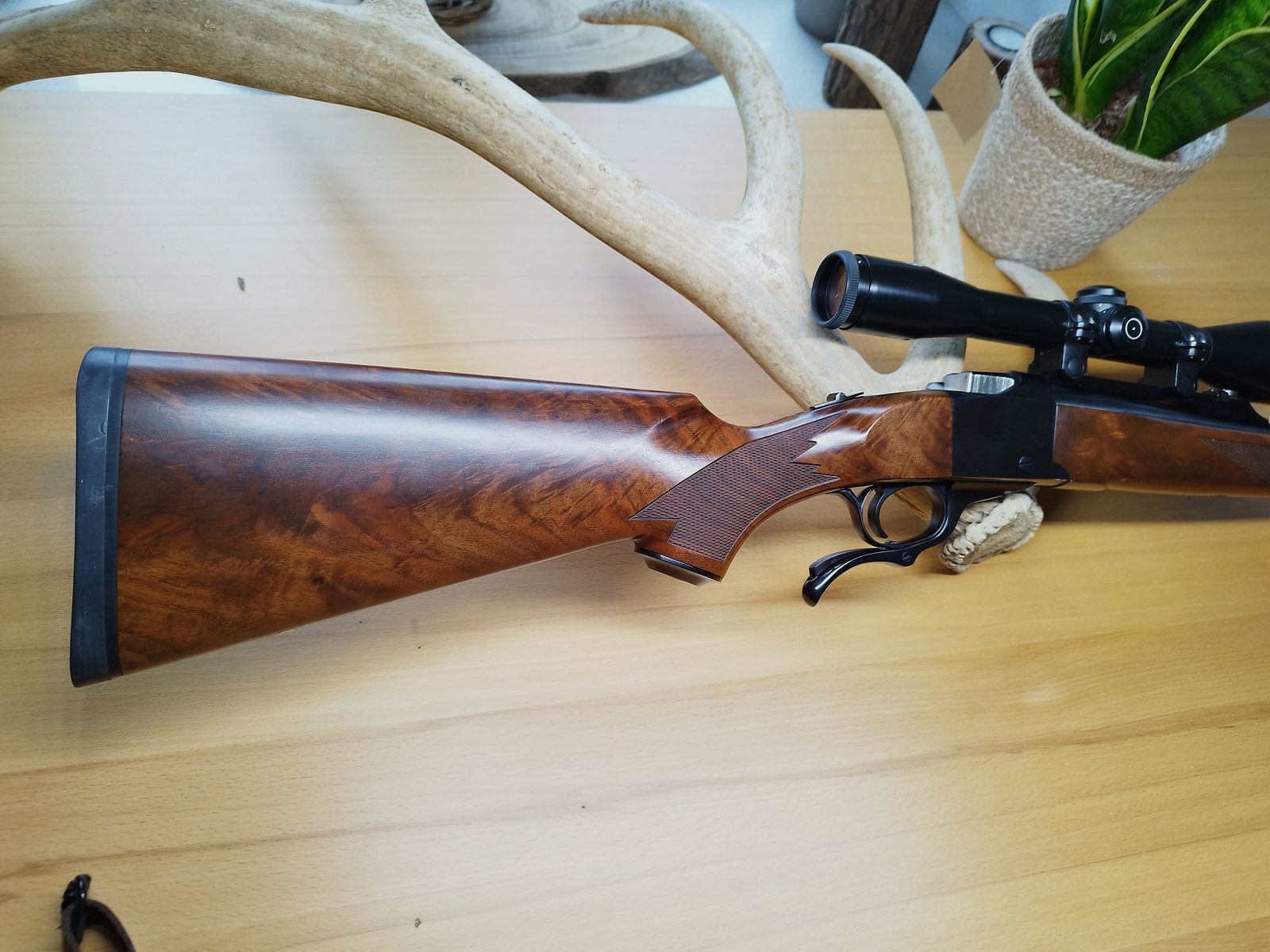 Ruger No1. Stutzen in 243.  Blockbüchse Schmidt und Bender 6x42 