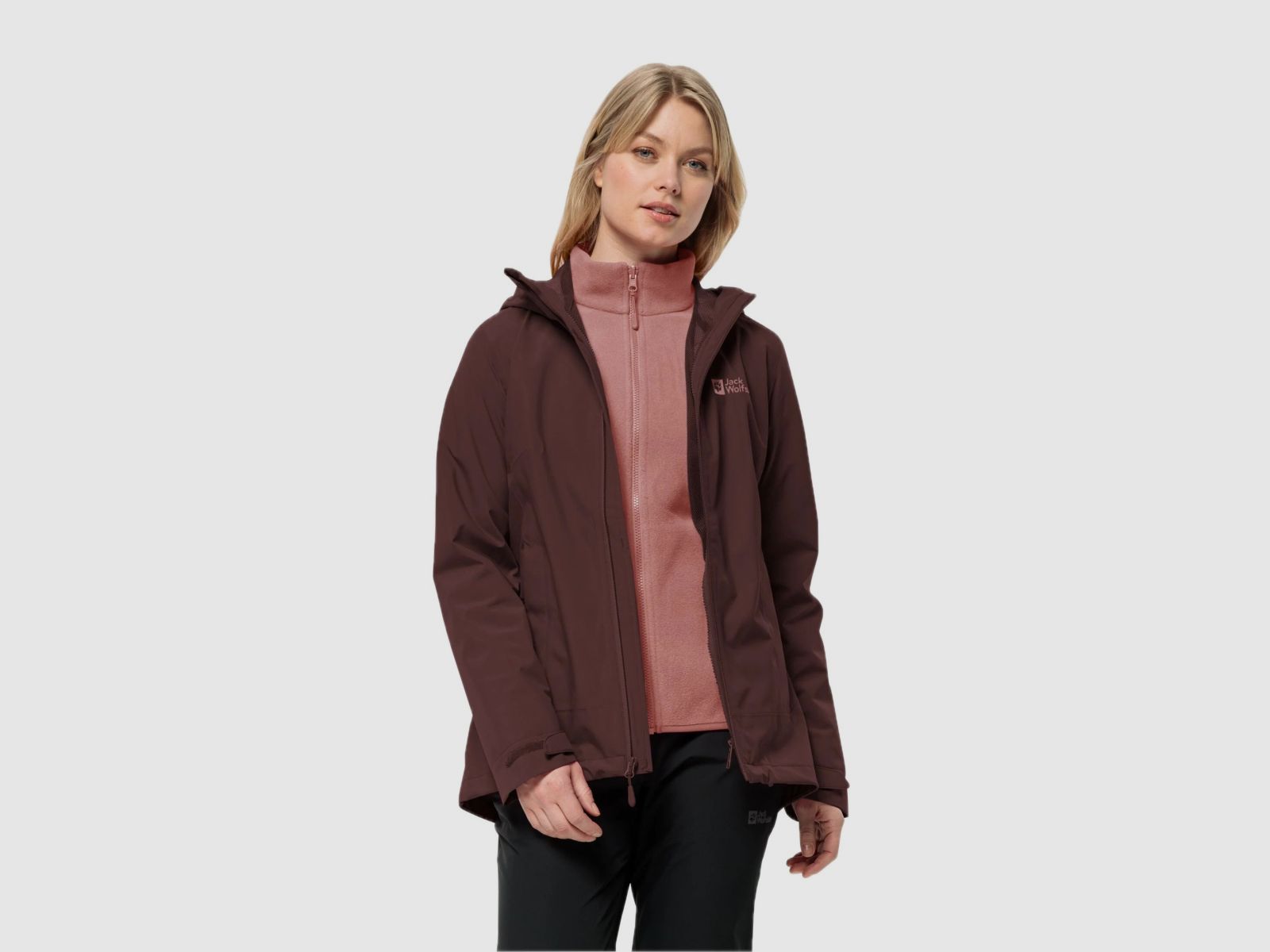 JACK WOLFSKIN Moonrise 3in1 Jas W Donker Maroon