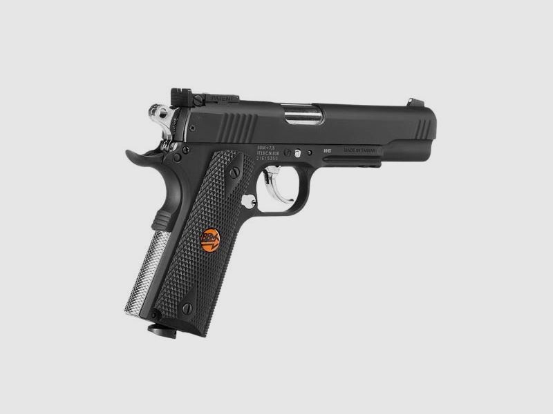 Bruni Guns US Combat M1911 CO2 Luftpistole Kal. 4,5mm BB Non Blowback mit Metallschlitten schwarz