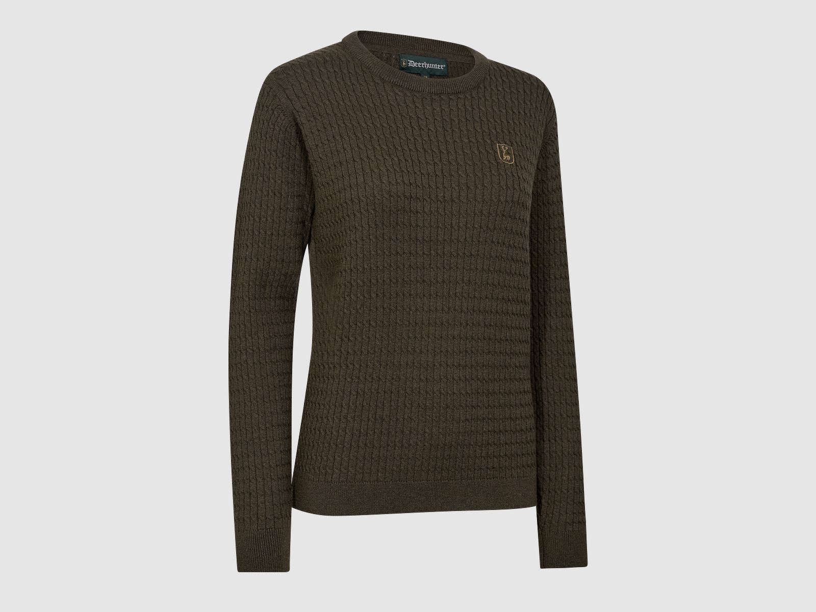 Lady Harrington Zopfmuster Strickpullover - Brown Melange – Kleidergröße Damen: 46
