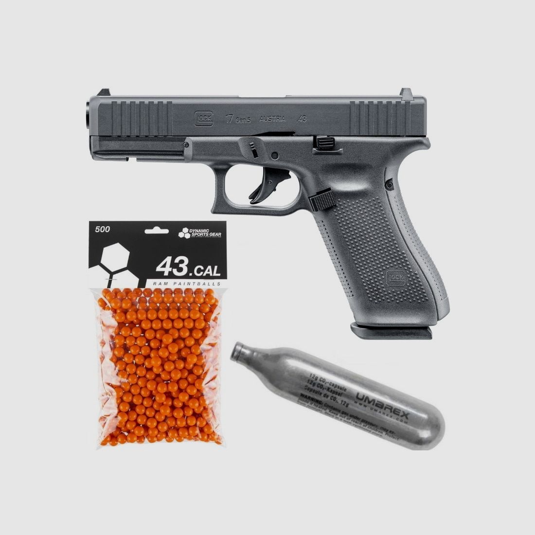 GLOCK 17 Gen5 RAM Pistole Players Pack / Paintball Komplettpaket