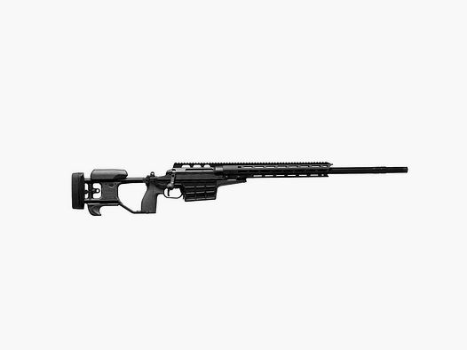 SAKO TRG M10 6,5 Creedmoor, schwarz Cerakote, Lauflänge 20" 22mm kanneliert, Druckpunktabzug, 30 MOA M-LOK, Alu/Synthetikschaft klappbar mit verstellbarer Backe in schwarz, 10 Schuss, MG M18X1