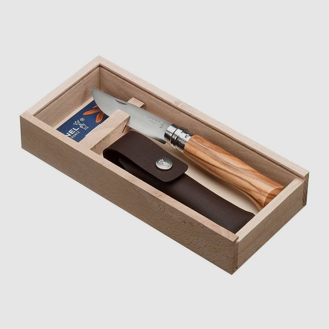 Opinel gift set No 8 olive with case