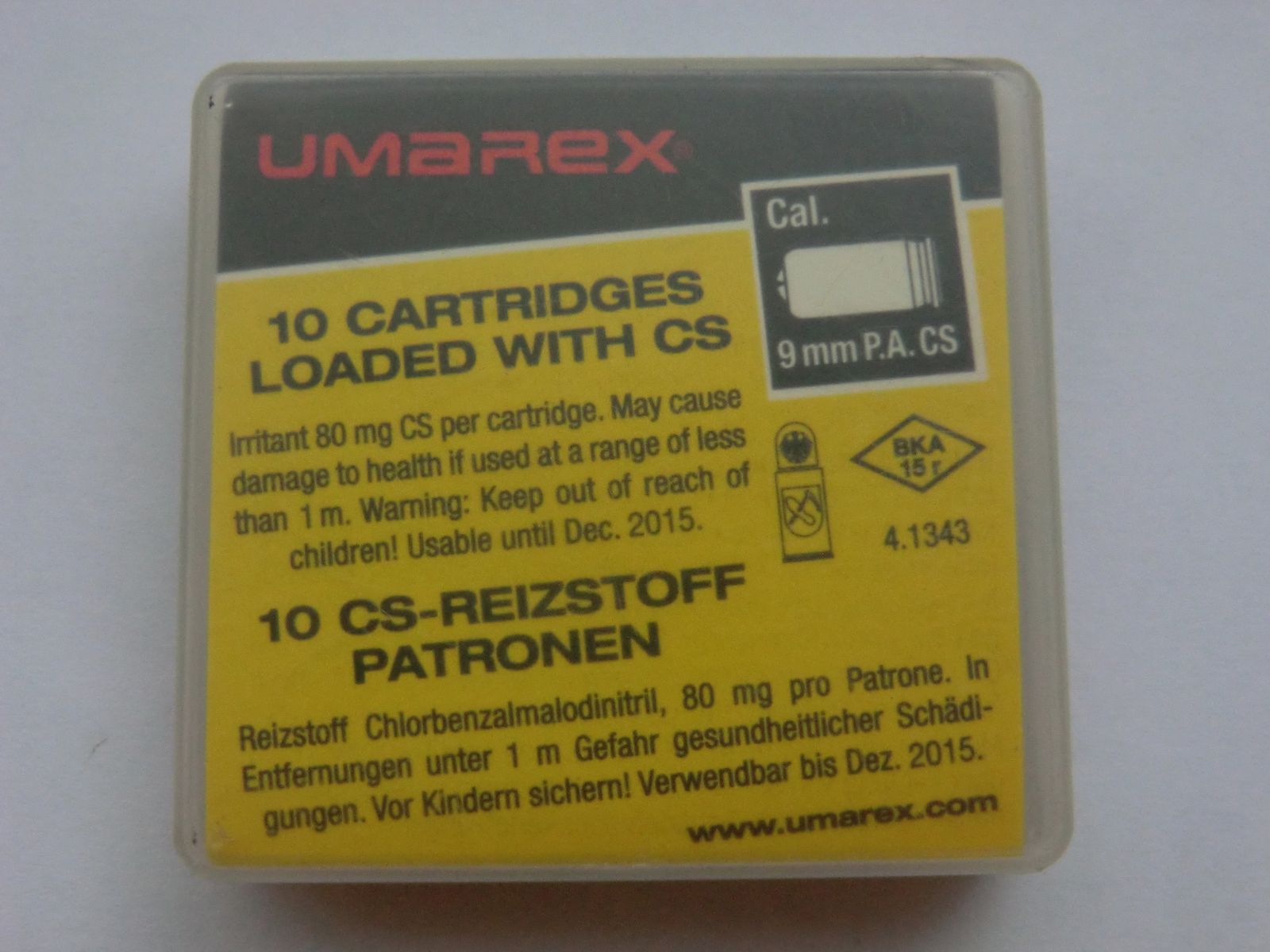 10x UMAREX CS-GAS REIZSTOFF Patronen 9mm für Pistolen  Dez. 2015