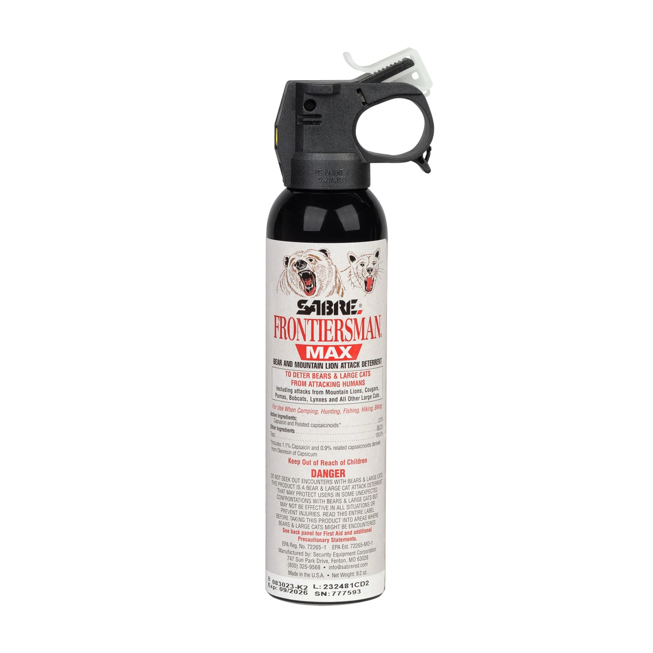 Gaz pieprzowy na niedźwiedzie, dziki i wilki Red Frontiersman Bear Max Spray 272 ml stożek