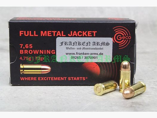 Geco	 7,65 Browning VM 73gr. 4,75g 50 Stück Staffelpreise