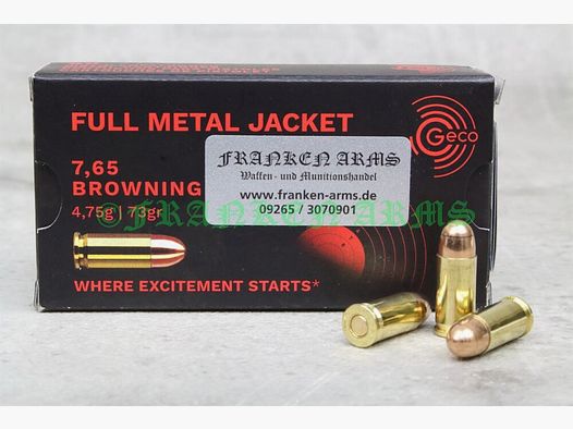 Geco 7.65 Browning VM 73gr. 4.75g 50 pieces bulk prices