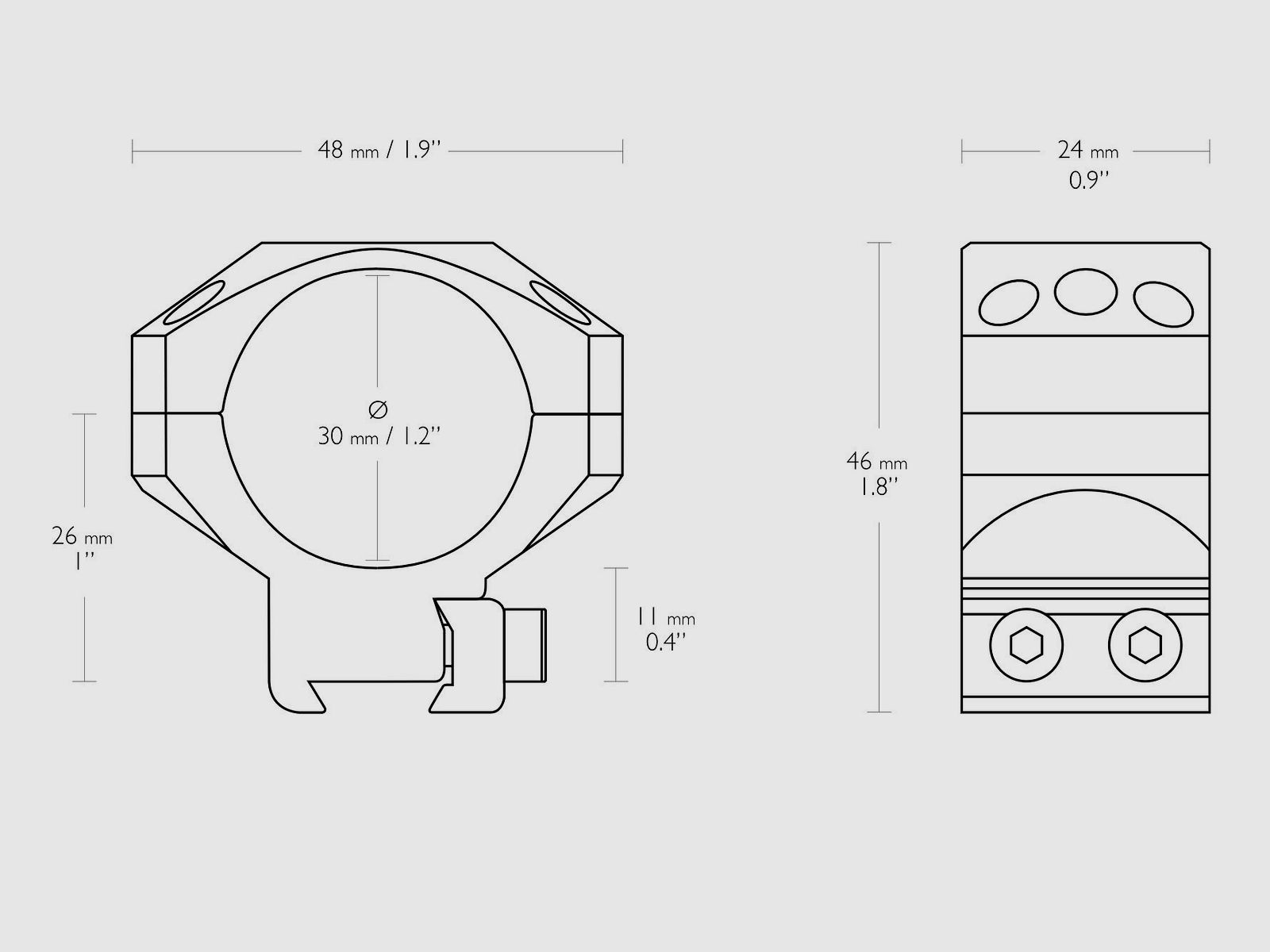 Hawke – Tactical Mount 9-11mm / 30mm Diameter / Medium, image 2 of 2
