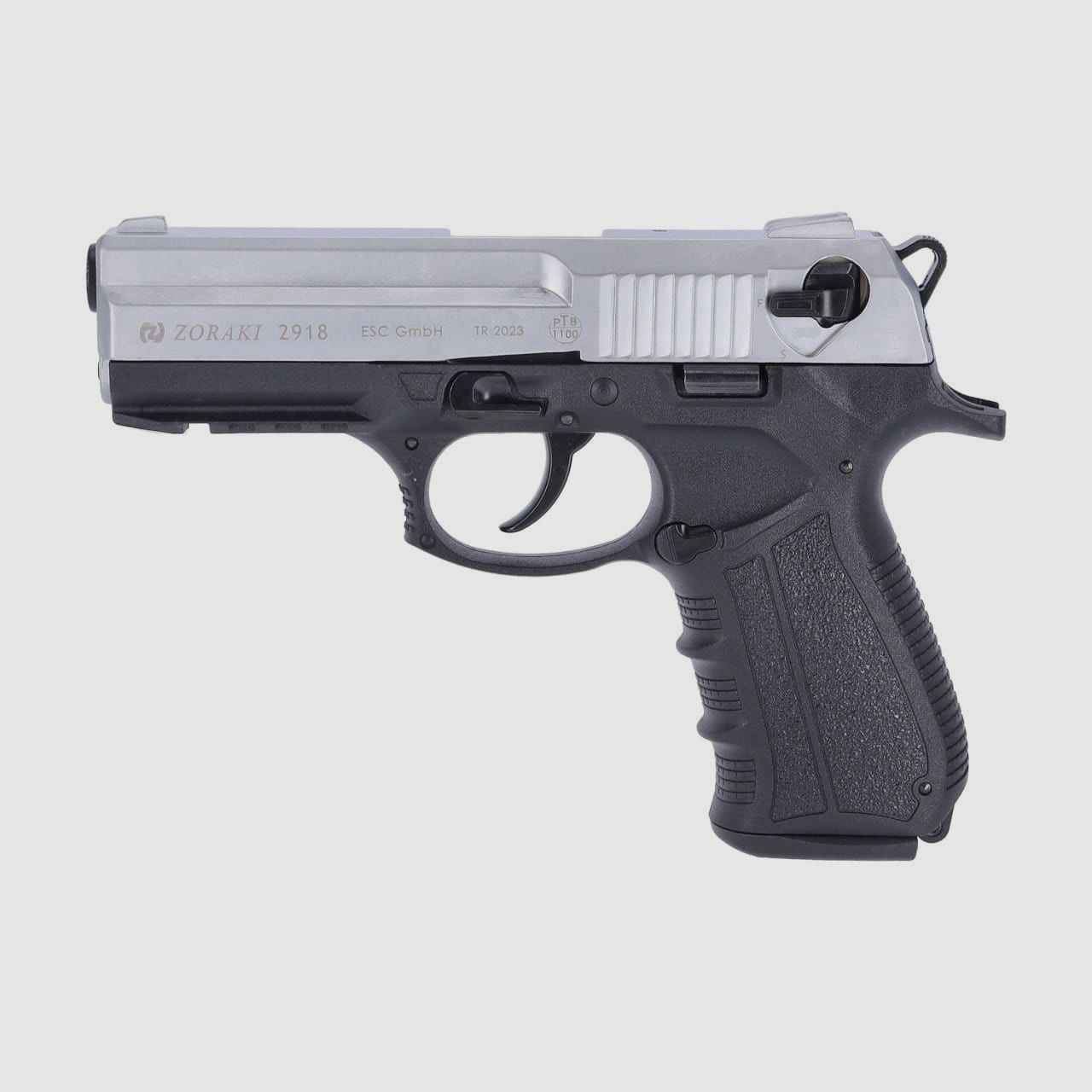 Zoraki 2918 blank pistol 9 mm P.A.K matte chrome