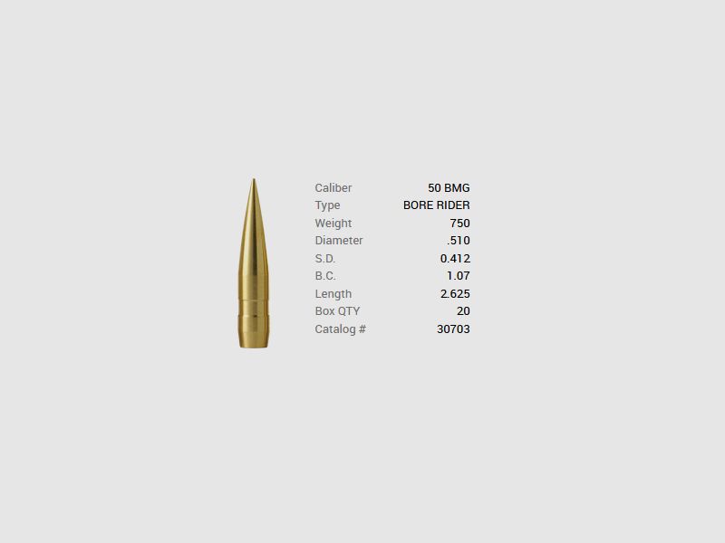 Balle Barnes .510 / .50 BMG 750GR Banded Solid LRS-BR 20 pièces