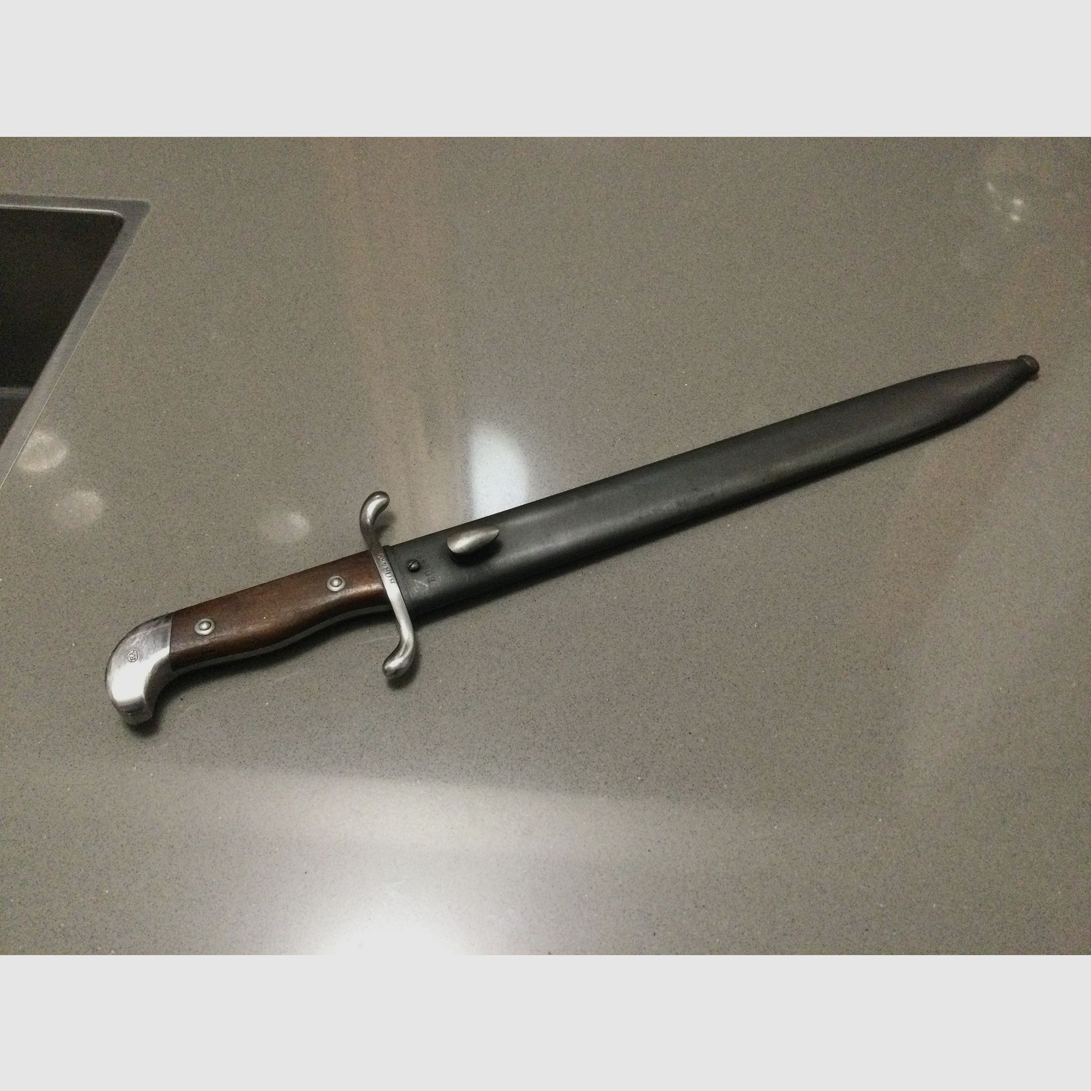 Bayonet, 1909, Modelo Argentino, nummerngleich, Stahlscheide