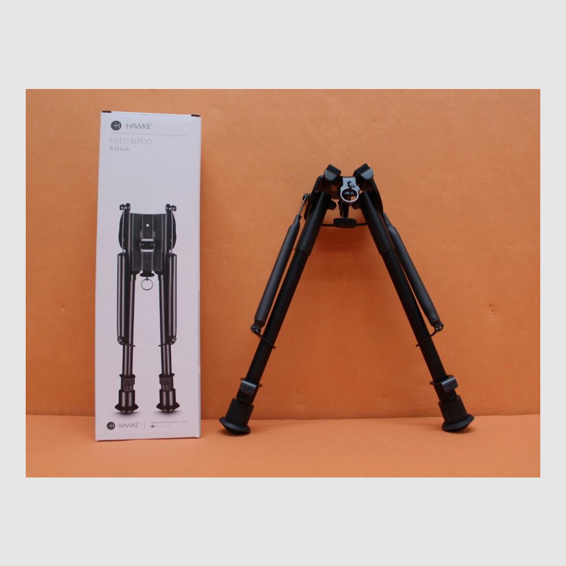 HAWKE HAWKE Bipiede Fisso a Due Punti (70002) Altezza 9-13"/ circa 23-33 cm, regolazione del supporto, piedi in gomma