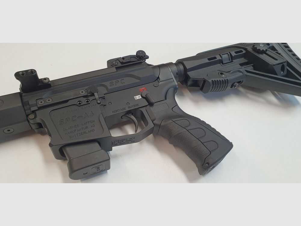 GWMH AG Semi-Automatic Rifle GWMH SPC-SPORTER A4 10" (SWISS PISTOL CARBINE) BLACK Cal..45ACP AR15 Glock Magazine