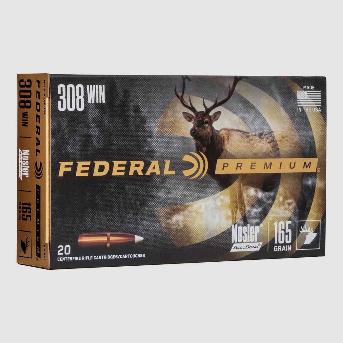 .308 Win. Premium Nosler Accubond 165 gr. Munizioni Federal