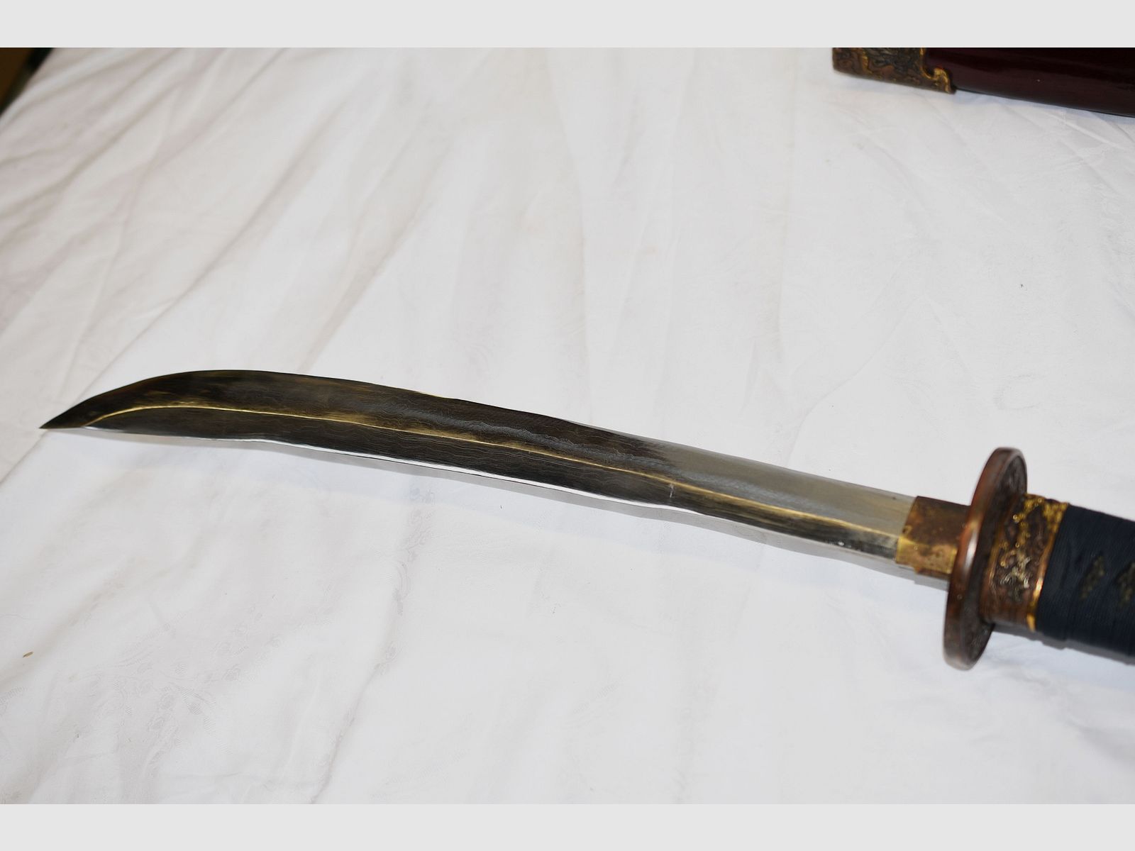 épée japonaise, katana, nagamaki, gravure 99999 sur la lame