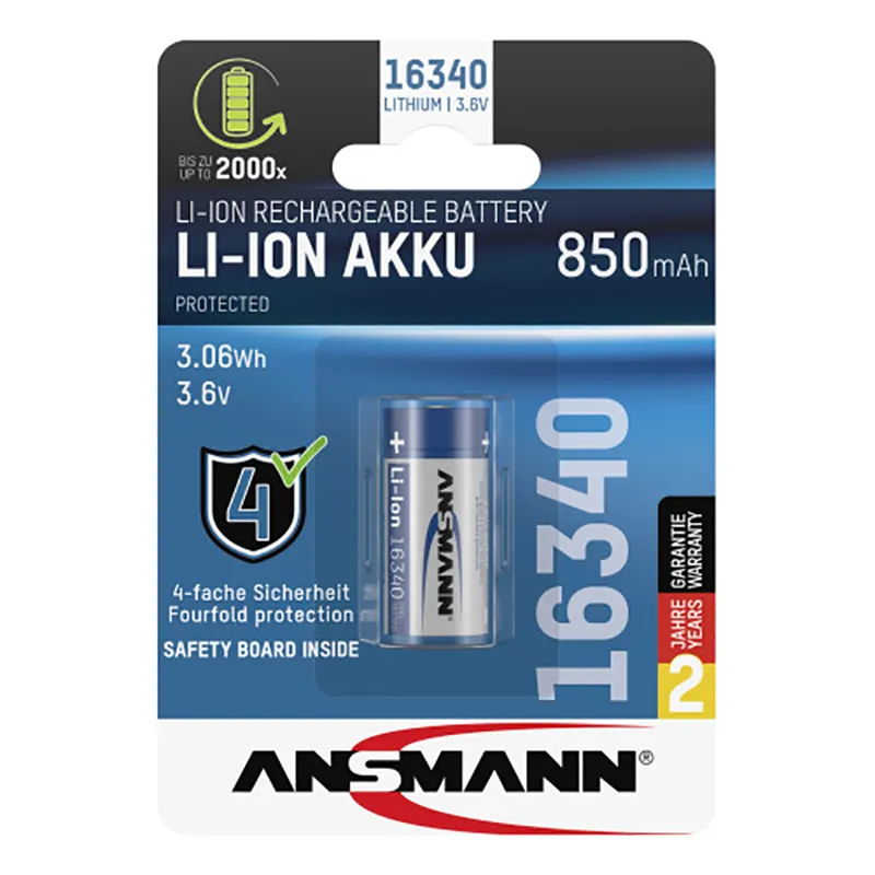 ANSMANN 16340 – RCR123A Li-Ionen-Akku 850 mAh, Bild 1 von 4