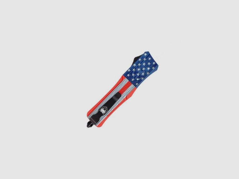 CobraTec Medium CTK-1 American flag with drop point serrated blade, OTF automatic knife, image 5 of 8