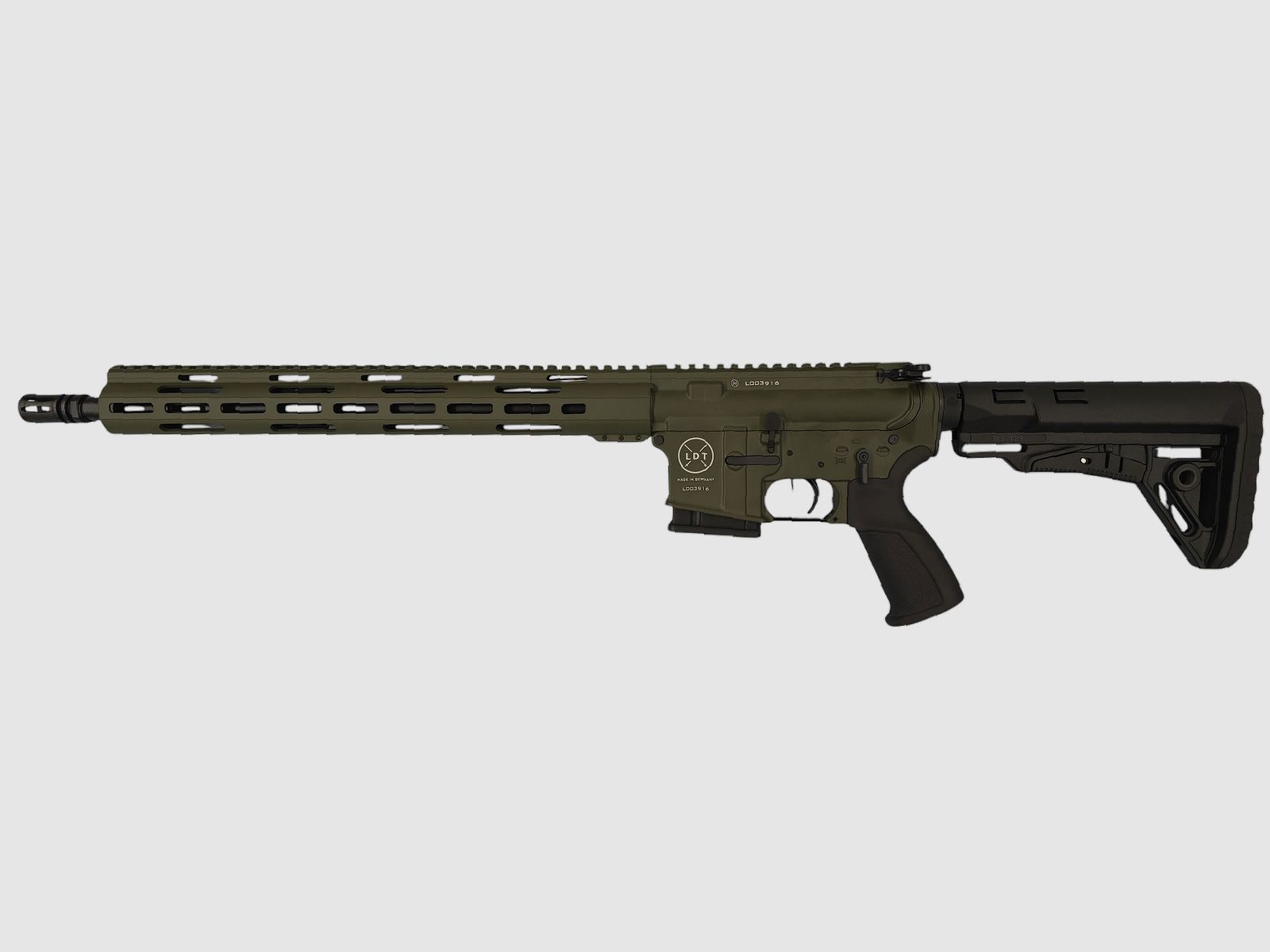 OD GREEN: Lux Def Tec LDT L5L with long handguard AR15 16.75" semi-automatic rifle caliber 223Rem RRP: €1769