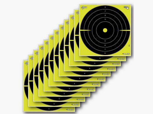 TARCZE STRZELECKIE EZ AIM SPLASH REACTIVE PAPER SHOOTING TARGET BULLSEYE BLACK / CHARTREUSE 12-PACK