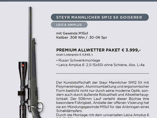 Steyr Mannlicher SM12 SX Goiserer + Leica + ... - Jungjägerpaket