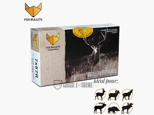 20 Cartouches FOX BULLETS Cal 7X57R 130Gr Fox Classic Hunter