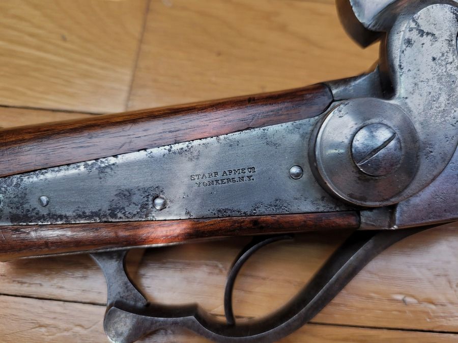 Schöne und seltene Starr-Karabiner der Kavallerie Modell 1858 – Bürgerkrieg – 1. Arkansas – Kal. 54 mit kipplauf – verwendet von der Nationalen Verteidigung 1870 – Und die Form wird mit der Waffe geliefert! TBE!, Bild 5 von 32