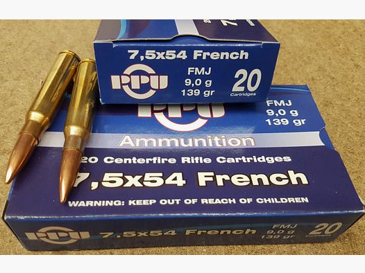 7,5x54 French/ MAS /139grs FMJ PPU 20 Stk.