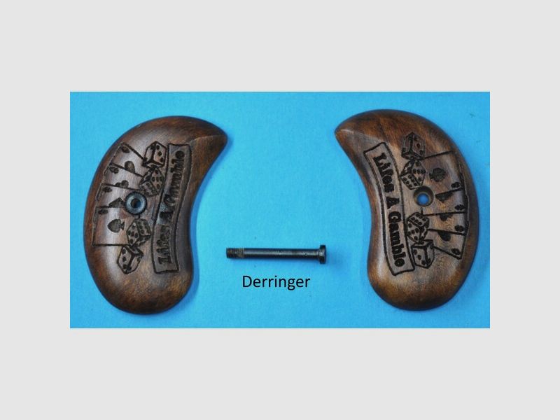 Echtholz-Griffschalen für Derringer Röhm u. Noris m. Gambler-Motiv