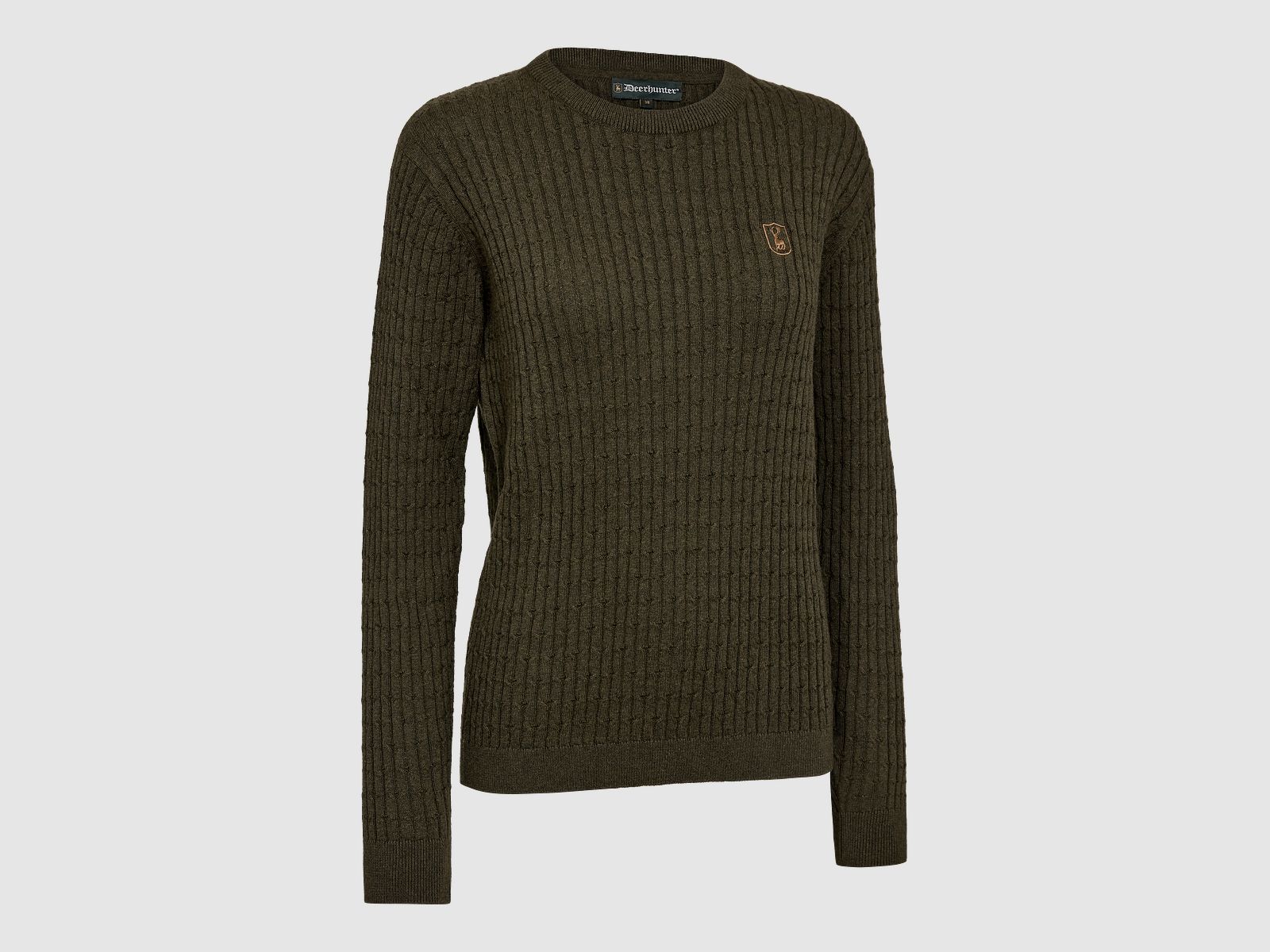 Lady Harrington Zopfmuster Strickpullover - Forest Ember Melange – Kleidergröße Damen: 40