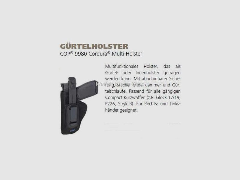 Gürtelholster COP® Cordura® Multi-Holster für alle gängigen Compakt Kurzwaffen