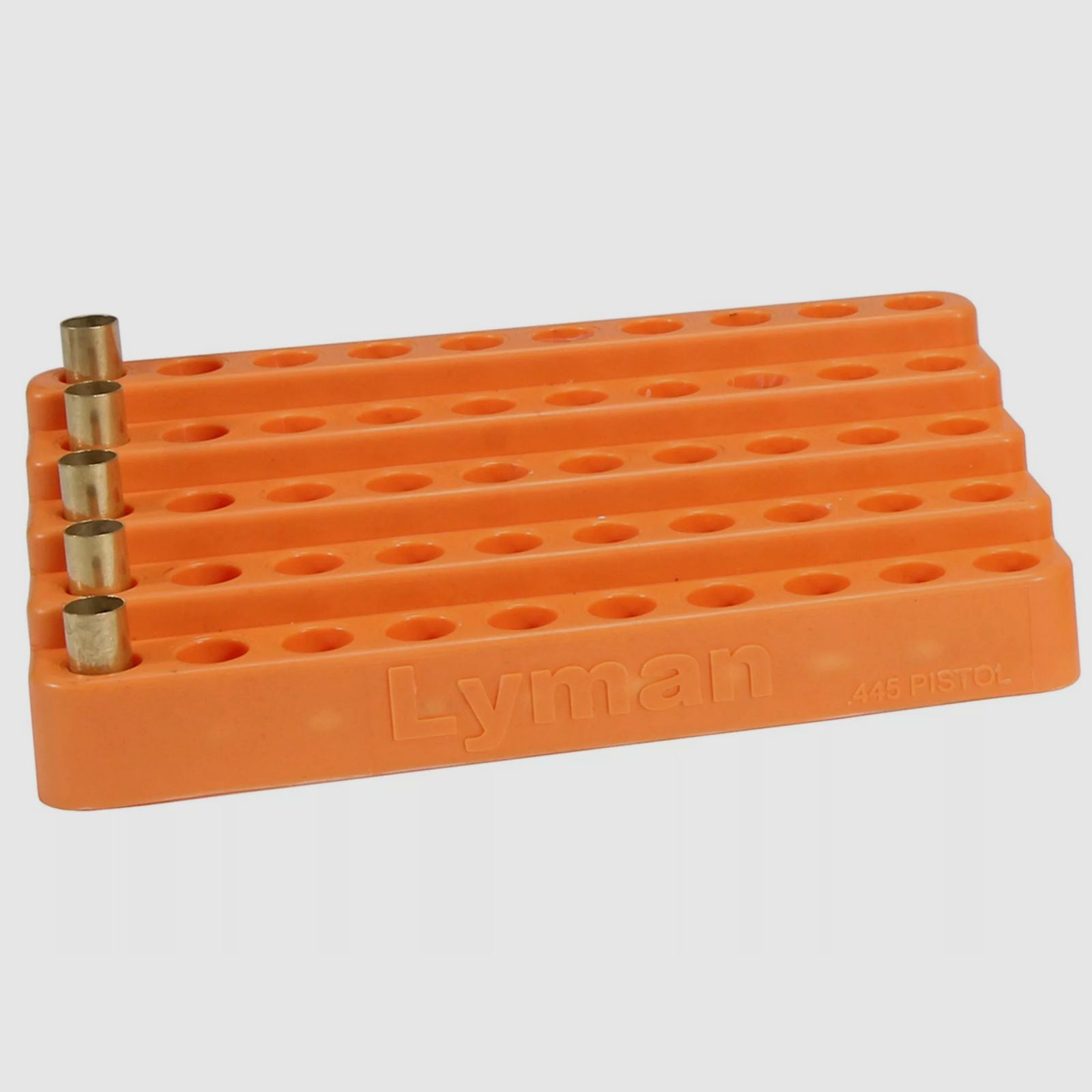 Lyman Kunststoff Ladeblock treppenstufig .445 Durchmesser small Pistol für 50 Hülsen