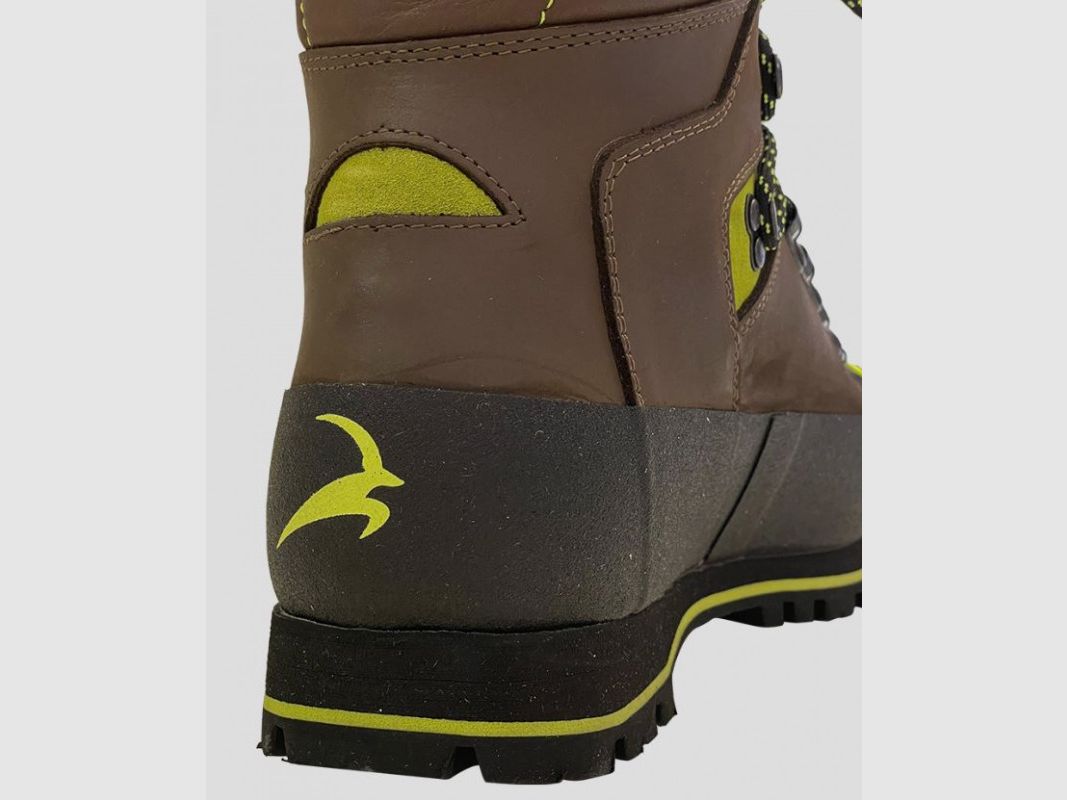 Bitrabi Nembek 300L Stiefel aus braunem Leder mit fluoreszierenden gelben Einsätzen Art. NBK300L BITRABI, Bild 6 von 6