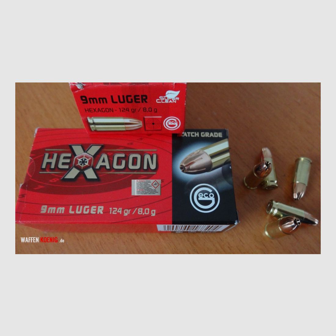Geco 100 STÜCK PATRONEN GECO HEXAGON CAL. 9MM - 8,0G