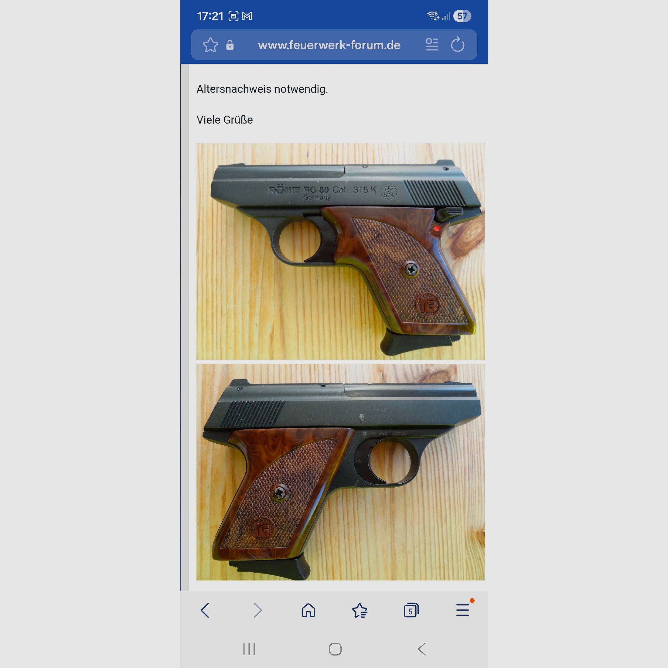 Stara pistolet gazowy/ alarmowy Röhm RG 80. Lekkie ślady użytkowania