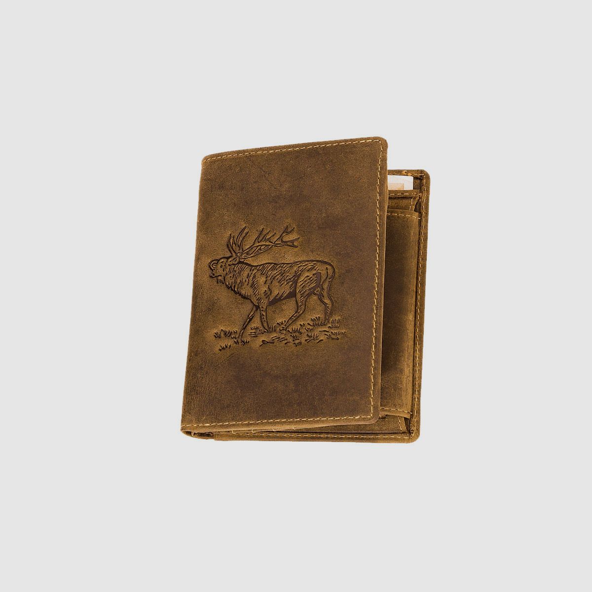 Wallet portrait format with deer embossing