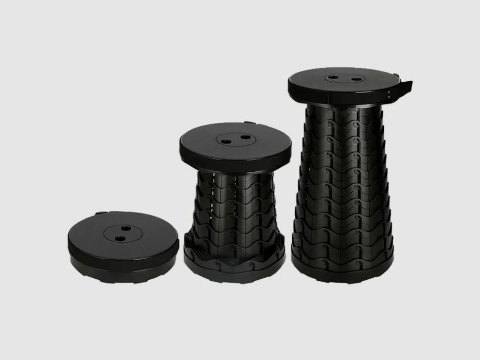 Mobiler Teleskophocker "Lightweight" - Tragkraft 130kg - Schwarz