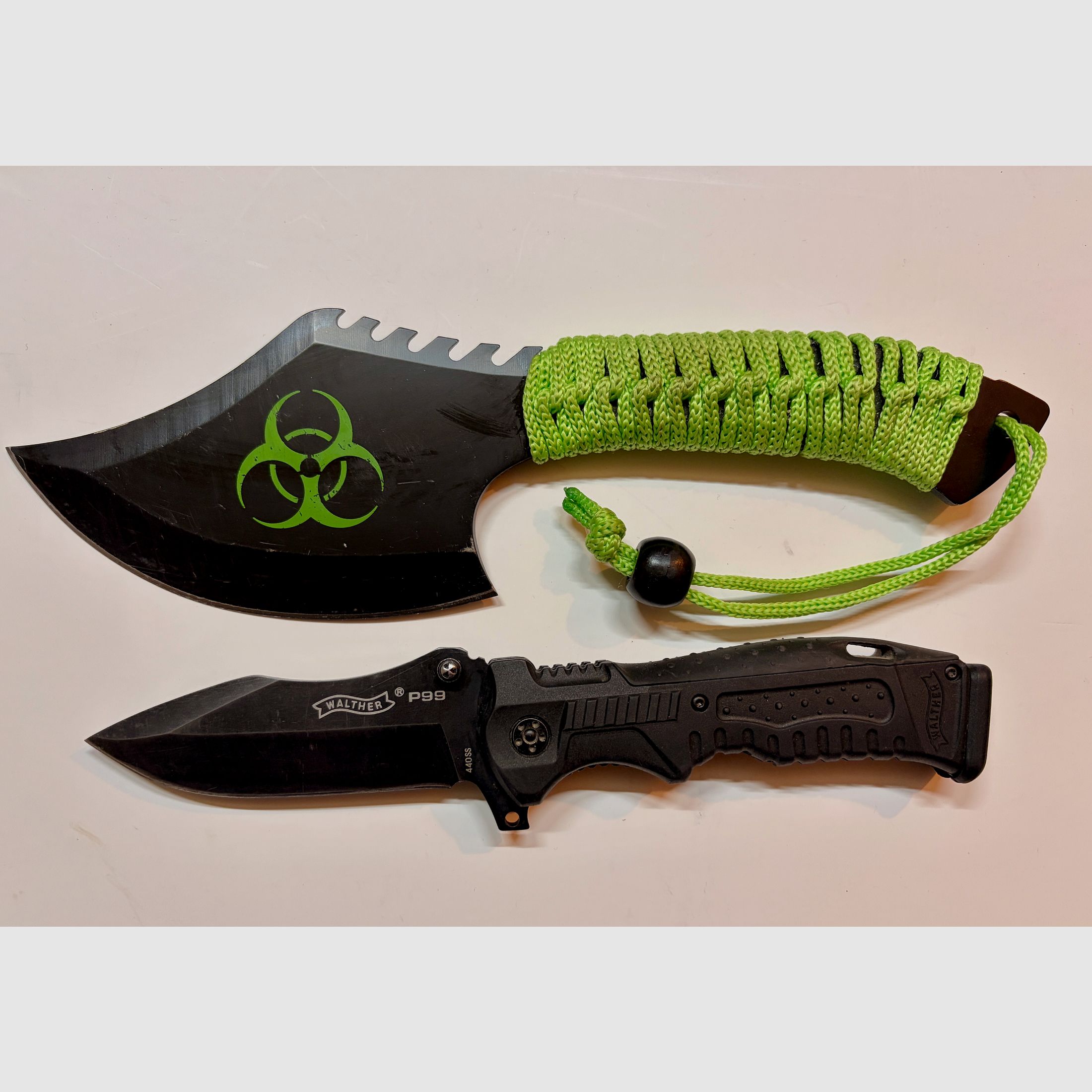 Walther P99 Knife Set (OVP + cambio de respaldo de empuñadura) + Zombie Dead cuchillo