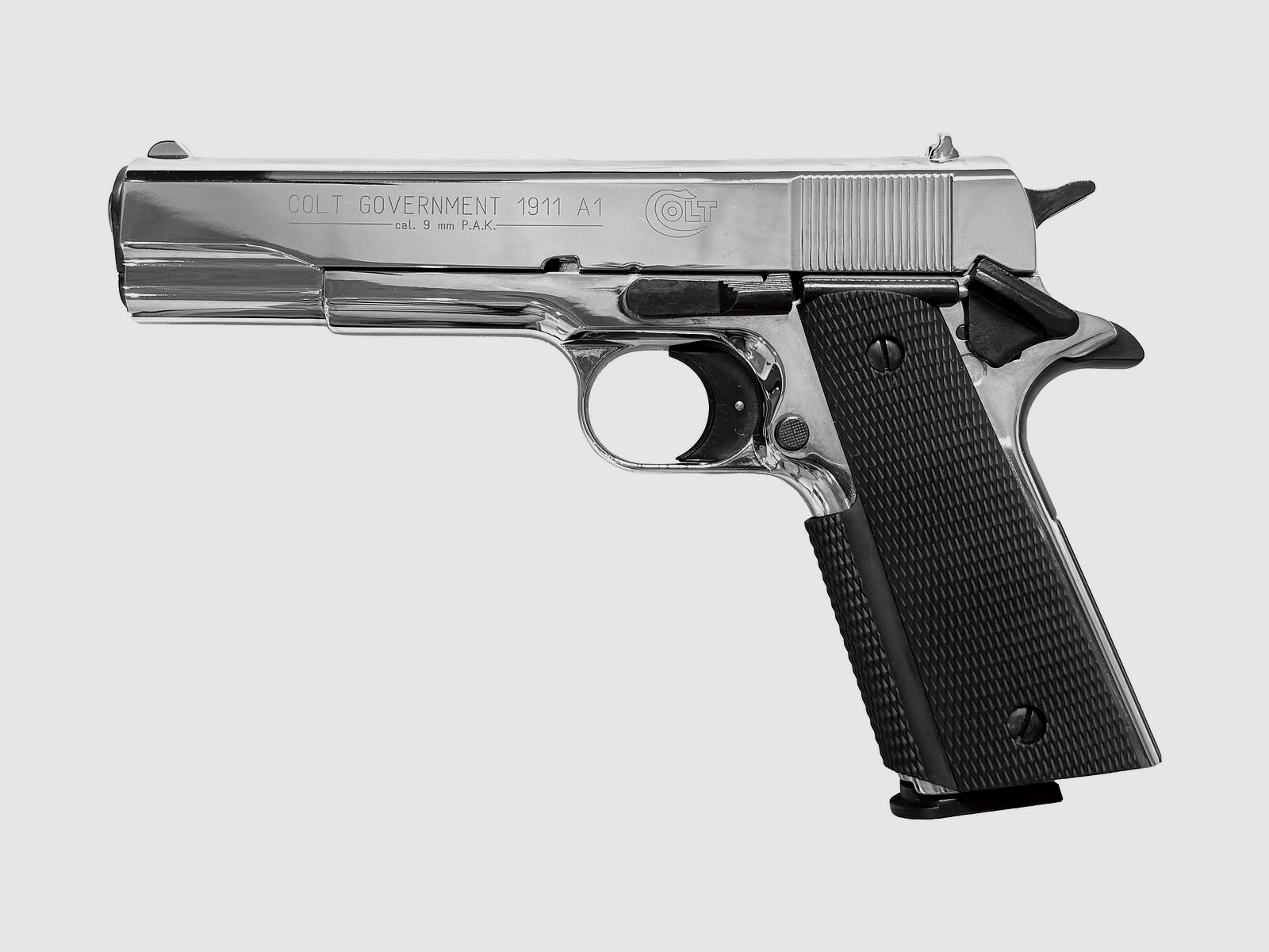 Colt Government 1911 A1 chrome blank firing pistol 9mm P.A.K. - as new