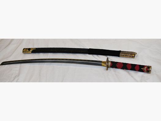 Japanese sword, samurai, katana, wakizashi, with menuki on the handle