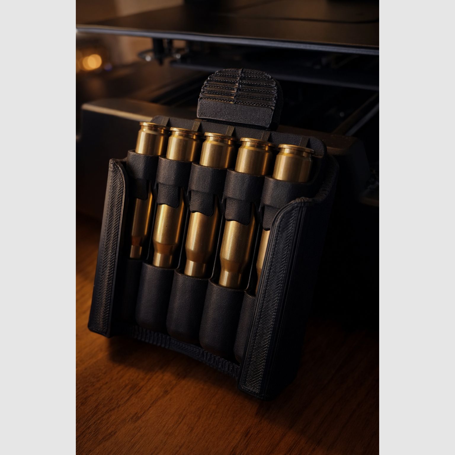 ALL CALIBERS - Belt holster ammunition holder for 5-shot clips - RWS GECO Norma S&B Lapua etc.