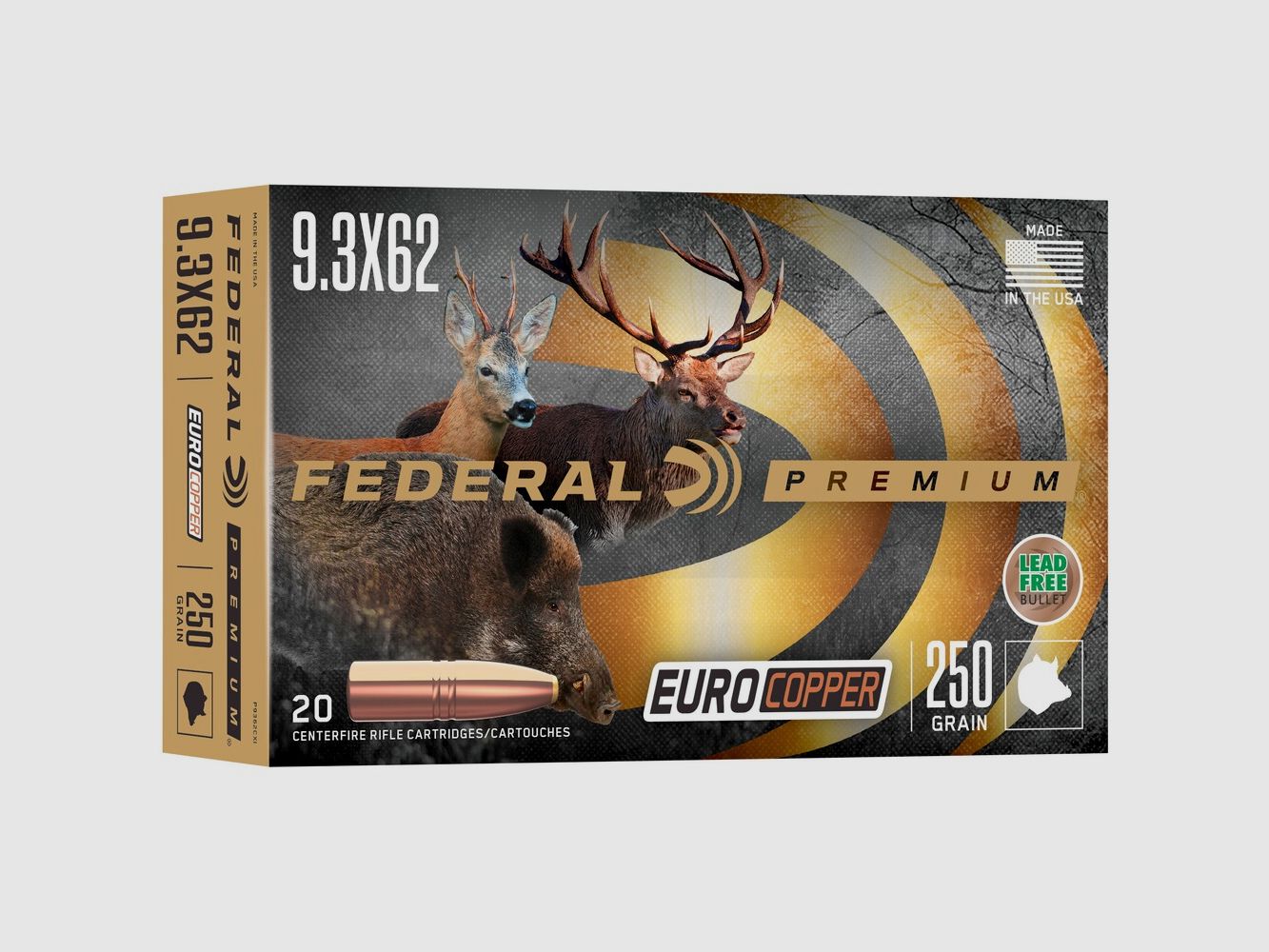 Federal Ammunition 9.3×62 Euro Copper 16.2g/250grs., image 1 of 4