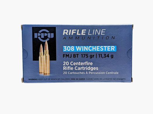 PPU kaliber .308Win FMJ BT 175gr 20 schoten